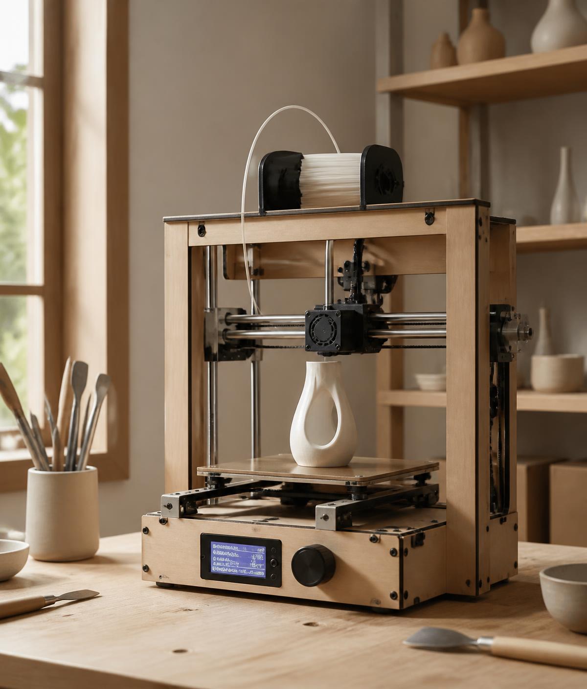 Drukarka 3D FDM drukująca narzędzie ceramiczne w pracowni Clayzo